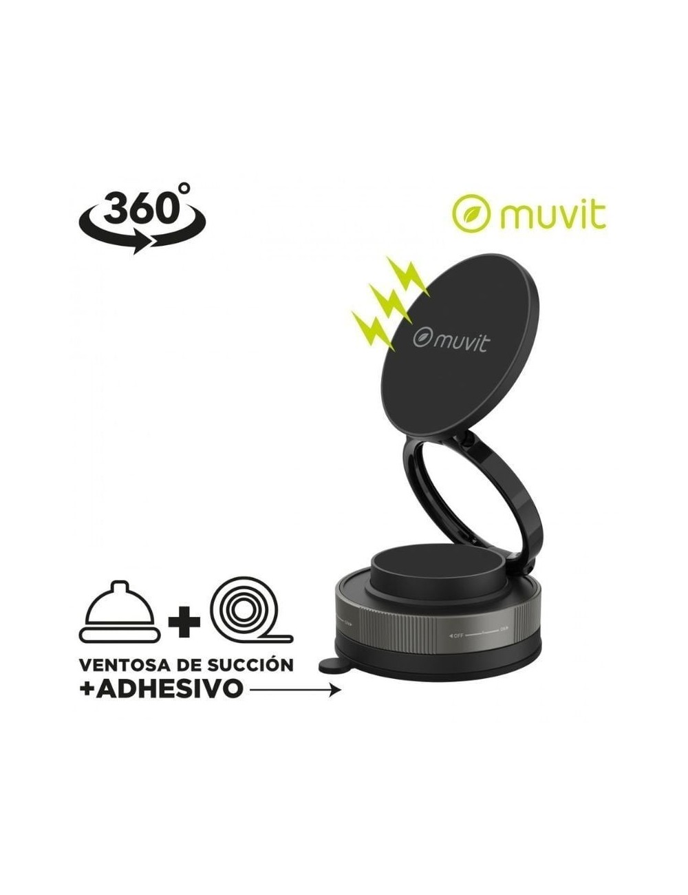 Soporte de Smartphone para Coche Muvit For Change MCCHL0035/ Negro