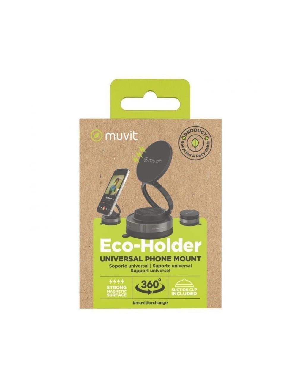 Soporte de Smartphone para Coche Muvit For Change MCCHL0035/ Negro