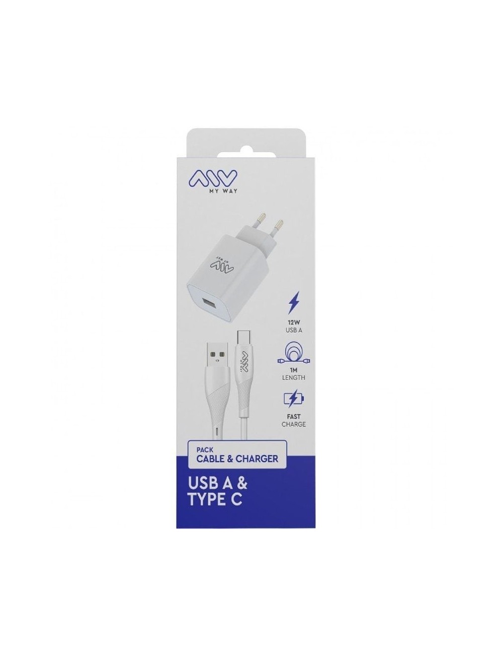 Cargador de Pared Myway MYWEPAK0002/ 1xUSB + Cable USB Tipo-C/ 15W