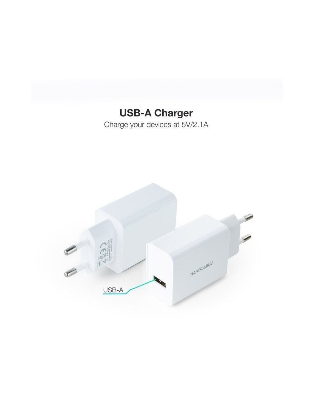 Cargador de Pared Nanocable 10.10.2003/ 1xUSB/ 10W/ Blanco