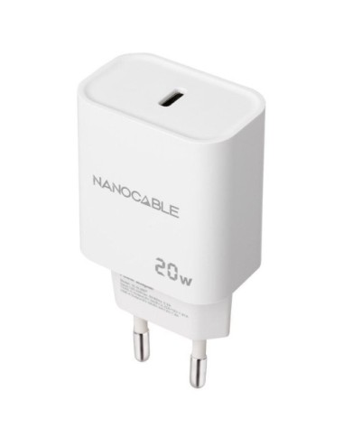 Cargador de Pared Nanocable 10.10.2005/ 1xUSB Tipo-C/ 20W/ Blanco