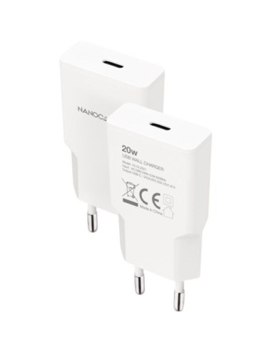 Cargador de Pared Nanocable 10.10.2021/ 1xUSB Tipo-C/ 20W/ Blanco