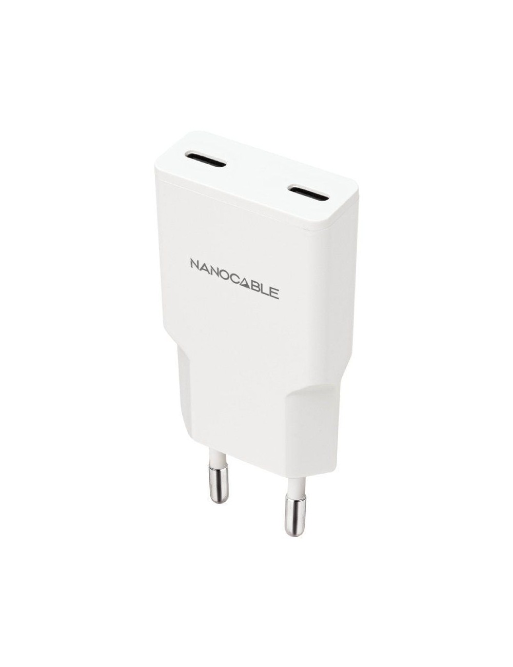 Cargador de Pared Nanocable 10.10.2023/ 2xUSB Tipo-C/ 20W/ Blanco