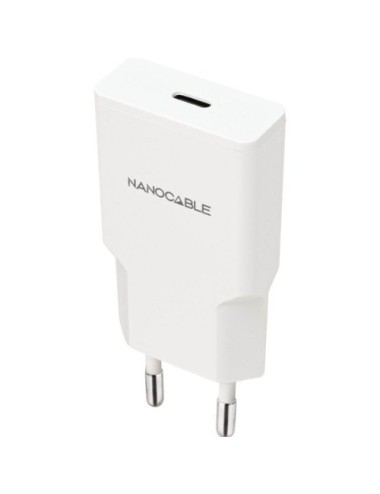 Cargador de Pared Nanocable 10.10.2024/ 1xUSB Tipo-C/ 25W/ Blanco