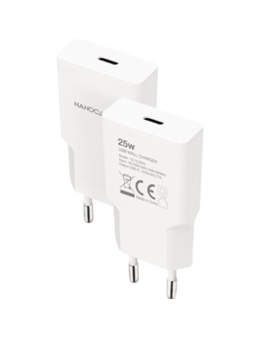 Cargador de Pared Nanocable 10.10.2024/ 1xUSB Tipo-C/ 25W/ Blanco