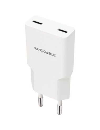 Cargador de Pared Nanocable 10.10.2026/ 2xUSB Tipo-C/ 25W/ Blanco