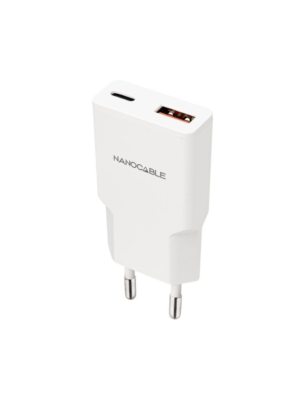 Cargador de Pared Nanocable 10.10.2028/ 1xUSB Tipo-C/ 1xUSB Macho/ 30W/ Blanco