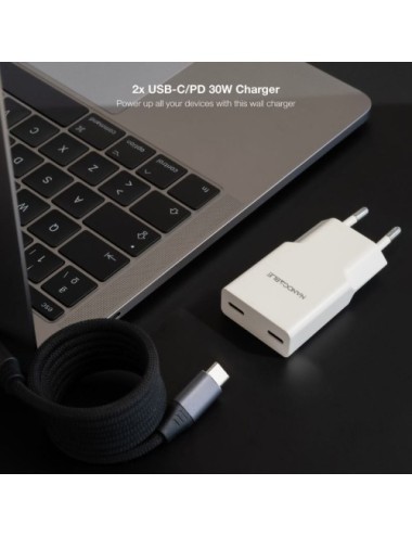 Cargador de Pared Nanocable 10.10.2029/ 2xUSB Tipo-C/ 30W/ Blanco