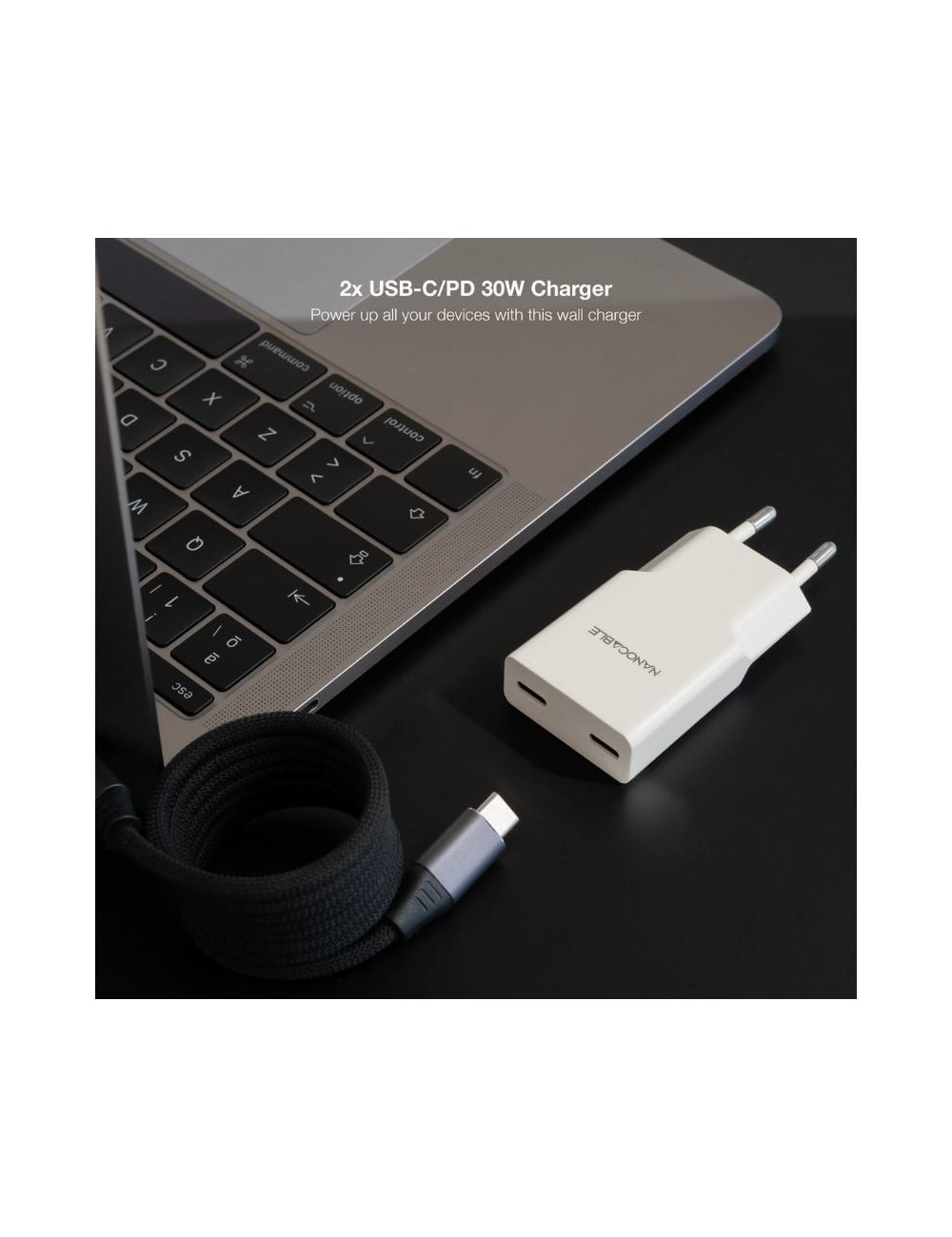Cargador de Pared Nanocable 10.10.2029/ 2xUSB Tipo-C/ 30W/ Blanco