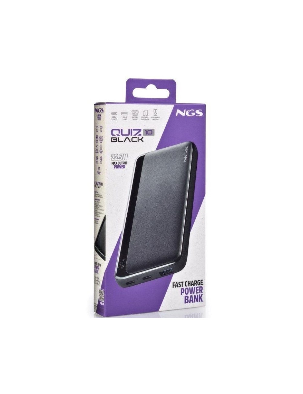 Powerbank 10000mAh NGS QUIZ 10/ 22.5W/ Negra