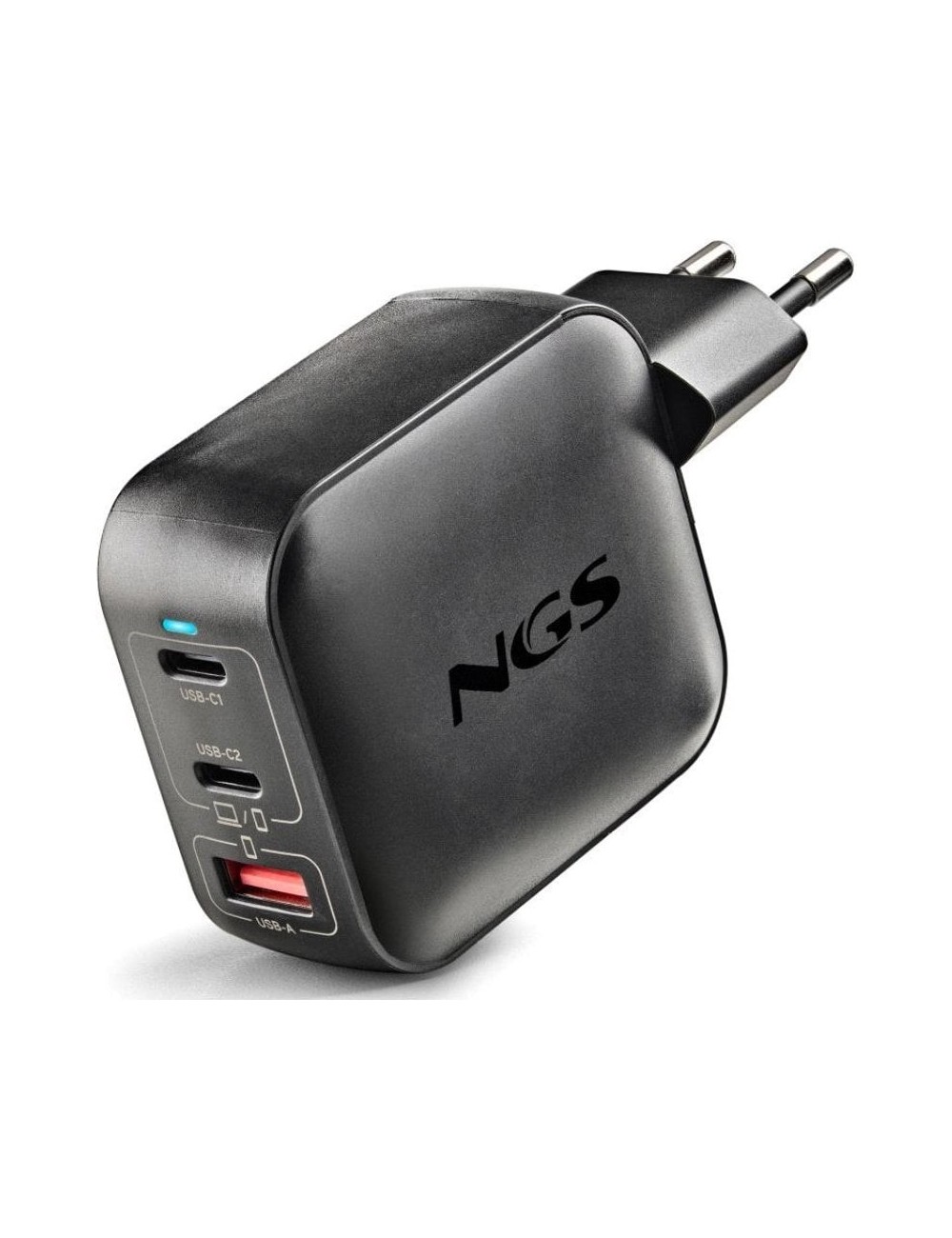 Cargador de Pared GaN NGS BUD100WTINY 100W/ 2xUSB Tipo-C/ 1xUSB/ 100W