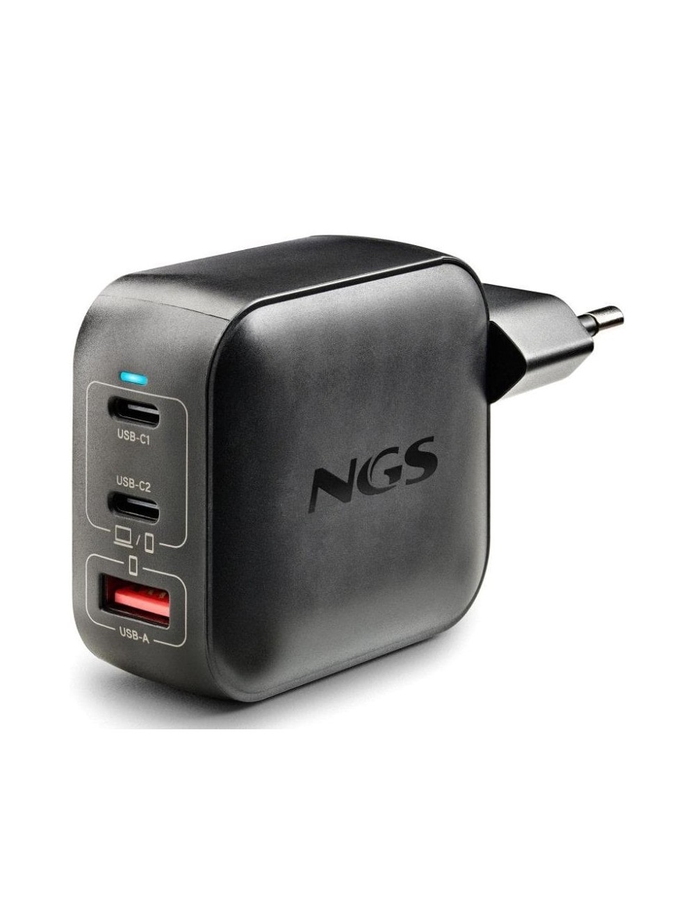 Cargador de Pared GaN NGS BUD100WTINY 100W/ 2xUSB Tipo-C/ 1xUSB/ 100W