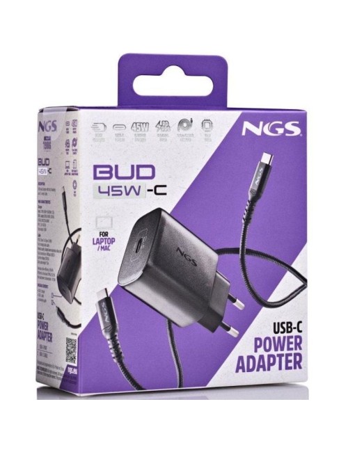 Cargador de Pared GaN NGS Bud 45W/ 1xUSB Tipo-C/ 45W