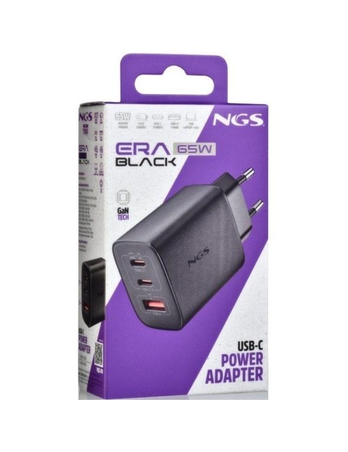 Cargador de Pared GaN NGS Era 65W/ 2xUSB Tipo-C/ 1xUSB/ 65W