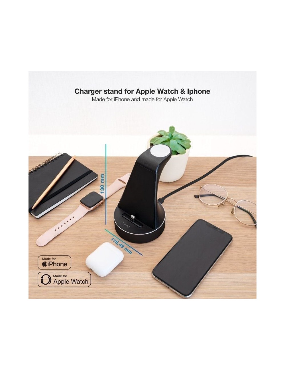 Base de Carga Inalámbrica para Apple Watch y iPhone TooQ TQCD02L