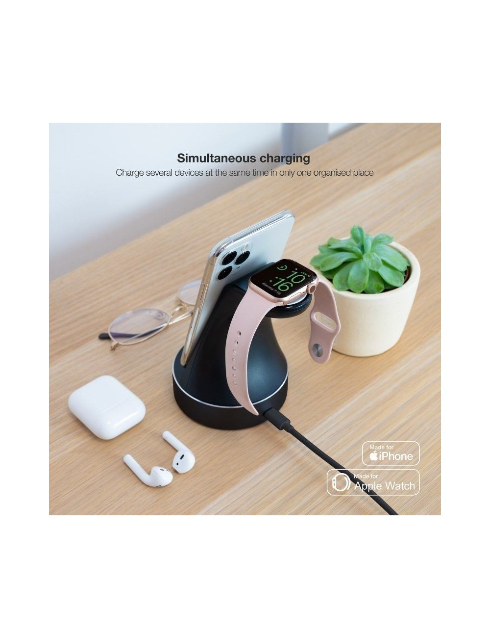 Base de Carga Inalámbrica para Apple Watch y iPhone TooQ TQCD02L