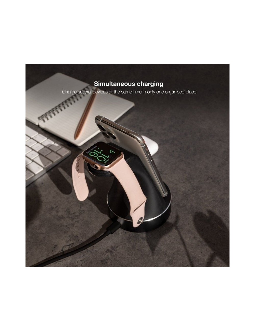 Base de Carga Inalámbrica para Apple Watch, iPhone y Smartphone Tooq TQCD02W