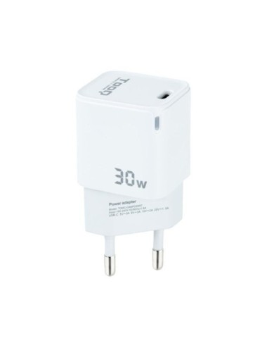 Cargador de Pared GaN TooQ TQWC-GANPD30WT/ 1xUSB Tipo-C/ 30W