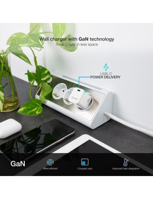 Cargador de Pared GaN TooQ TQWC-GANPD30WT/ 1xUSB Tipo-C/ 30W