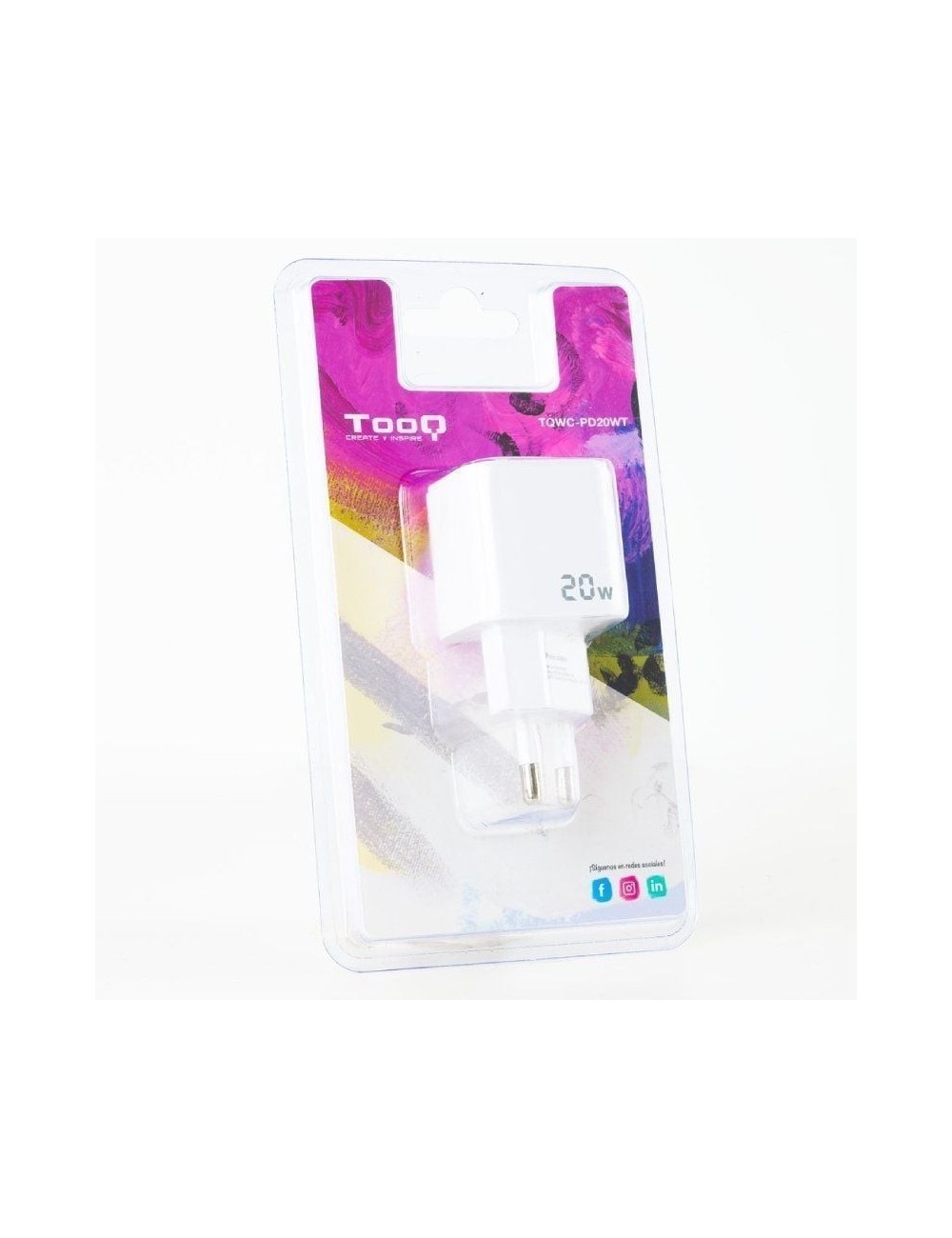 Cargador de Pared TooQ TQWC-PD20WT/ 1xUSB Tipo-C/ 20W/ Blanco