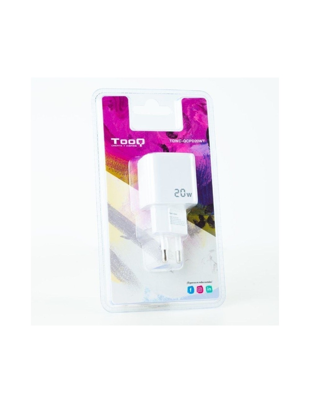 Cargador de Pared TooQ TQWC-QCPD20WT/ 1xUSB-Tipo C/ 1x USB/ 20W/ Blanco