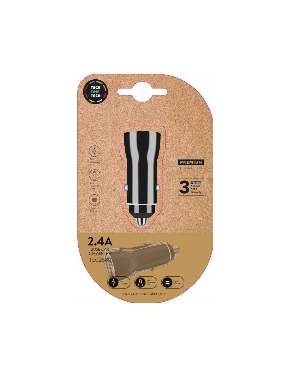 Cargador de Coche Tech One Tech TEC2802/ 2xUSB/ 12W