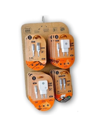 Expositor de Cargadores GaN y Cables Tech One Tech EKO 400801/ 4 ganchos/ Incluye 16 Productos