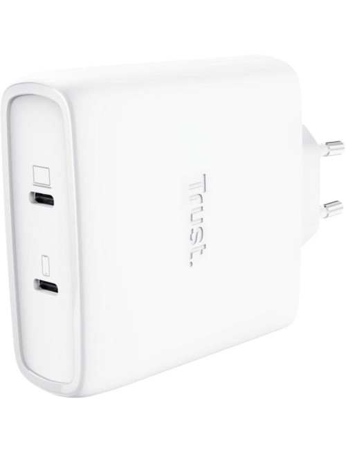 Cargador de Pared GaN Trust Maxo 100W/ 2xUSB Tipo-C/ Incluye Cable USB Tipo-C/ 100W