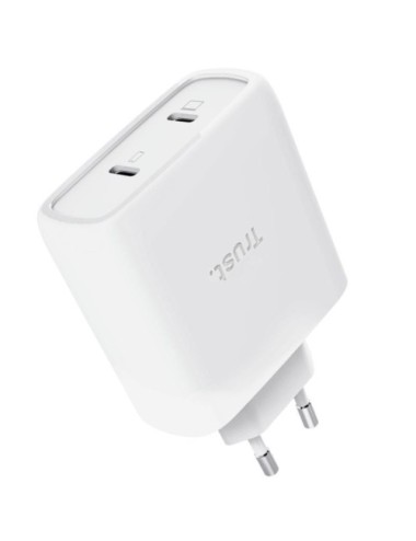 Cargador de Pared GaN Trust Maxo 65W 25526/ 2xUSB Tipo-C/ Incluye Cable USB Tipo-C/ 65W