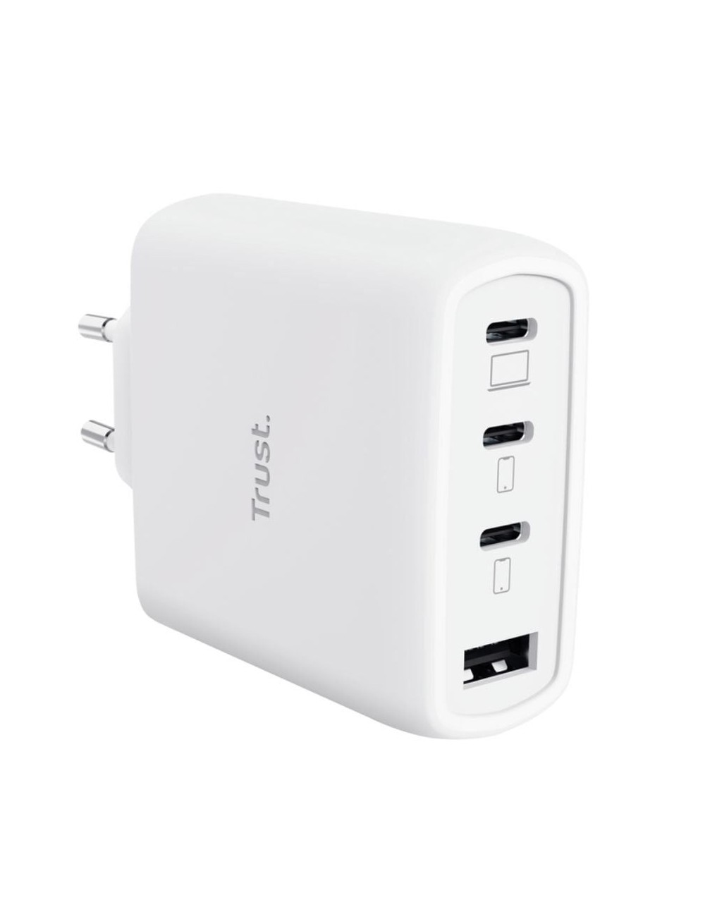 Cargador de Pared GaN Trust Maxo 65W 26068/ 3xUSB Tipo-C/ 1xUSB/ Incluye Cable USB Tipo-C/ 65W