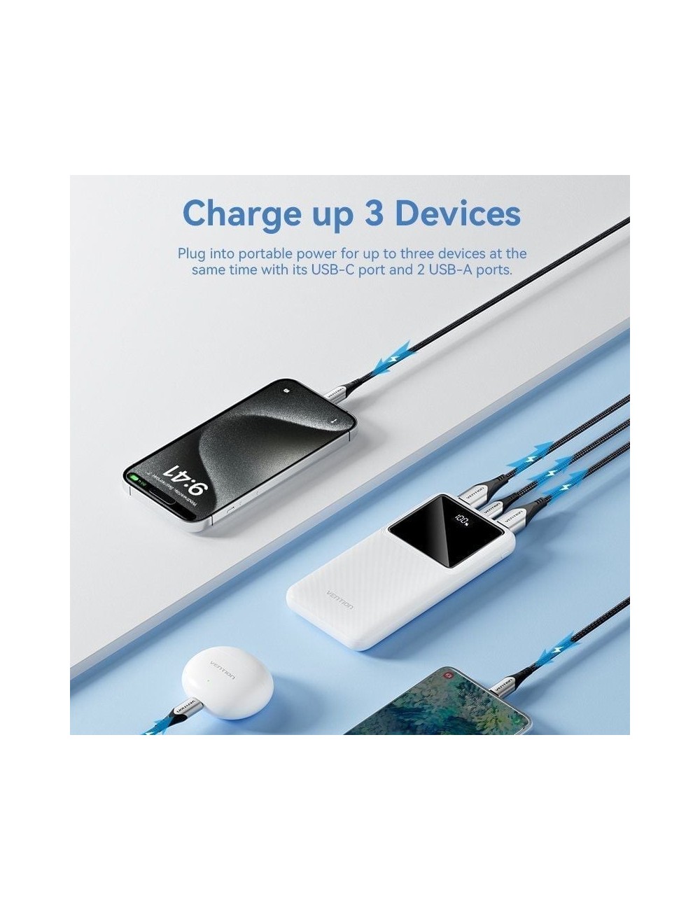 Powerbank 10000mAh Vention FHKW0/ 22.5W/ Blanca