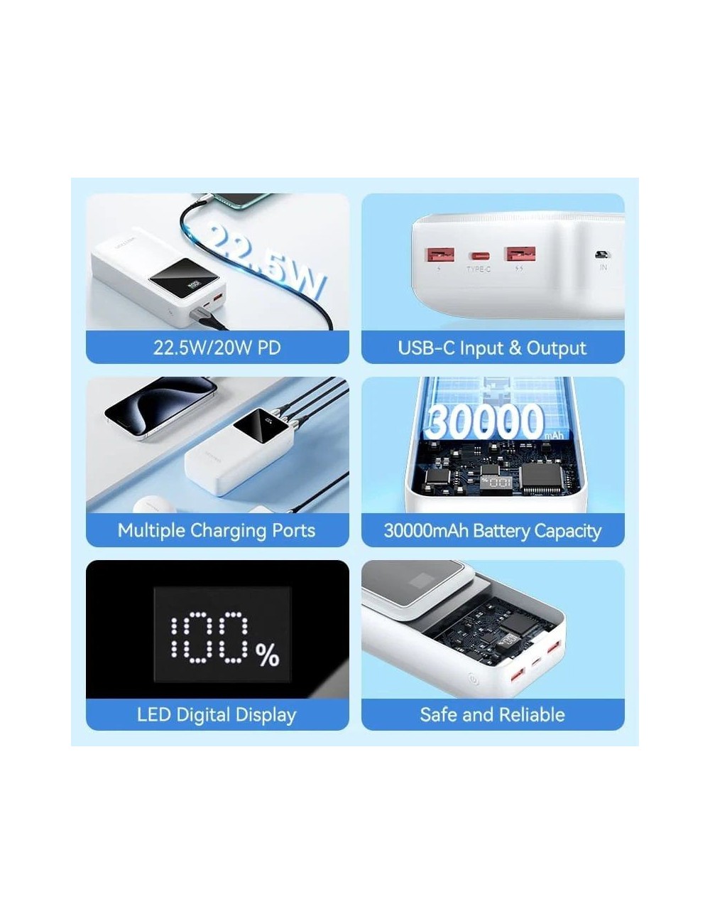 Powerbank 30000mAh Vention FHMB0/ 22.5W/ Negra