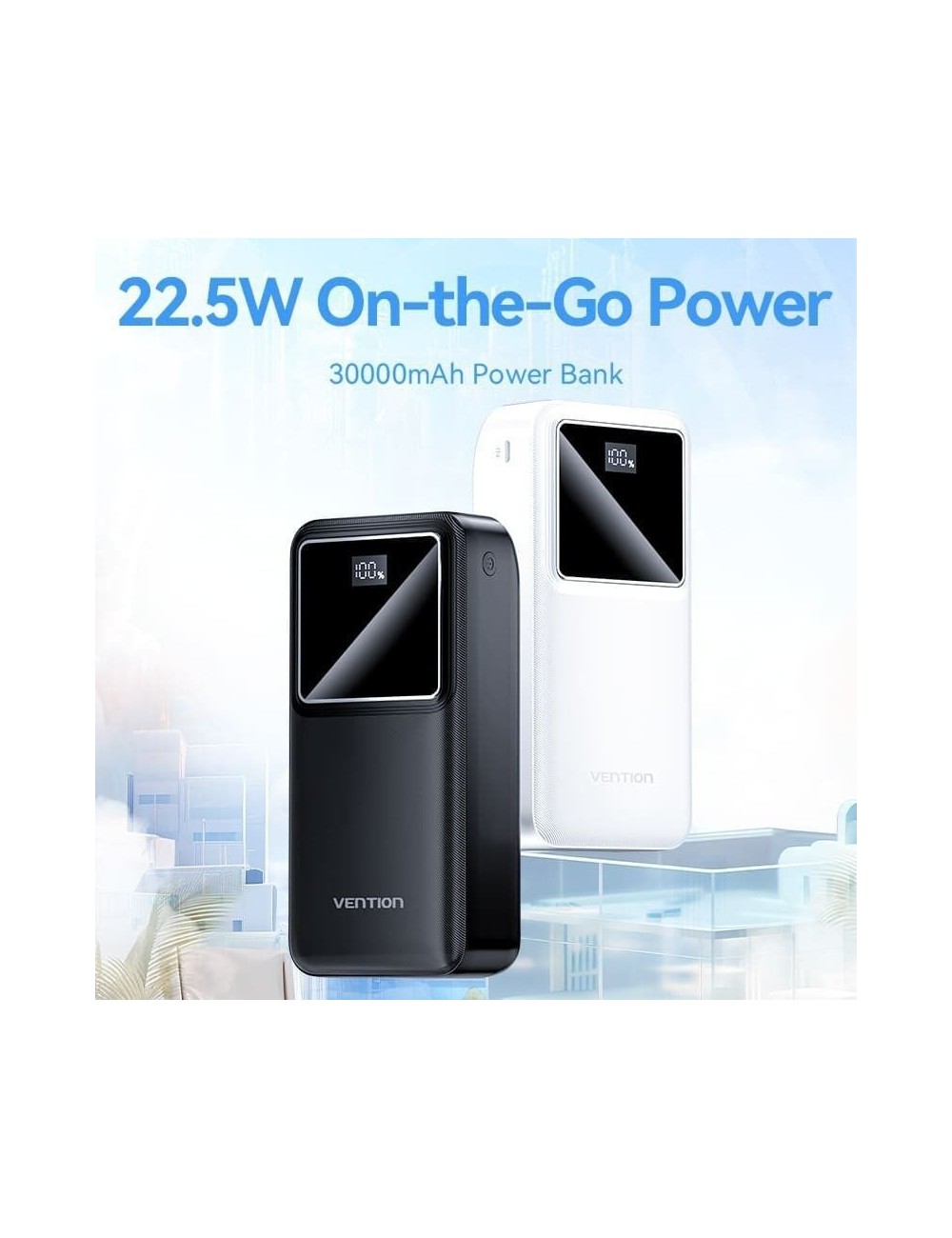 Powerbank 30000mAh Vention FHMW0/ 22.5W/ Blanca