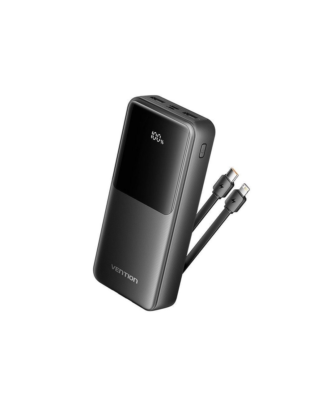 Powerbank 20000mAh Vention FHPB0/ 22.5W/ Negra/ Incluye Cable USB Tipo-C y Lightning