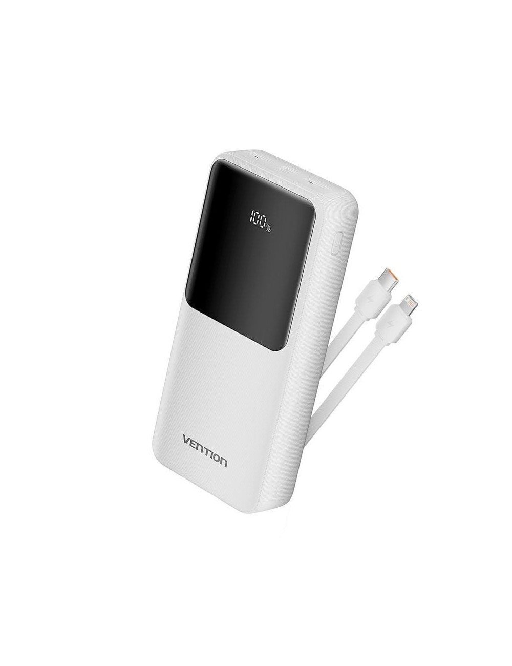 Powerbank 20000mAh Vention FHPW0/ 22.5W/ Blanca/ Incluye Cable USB Tipo-C y Lightning