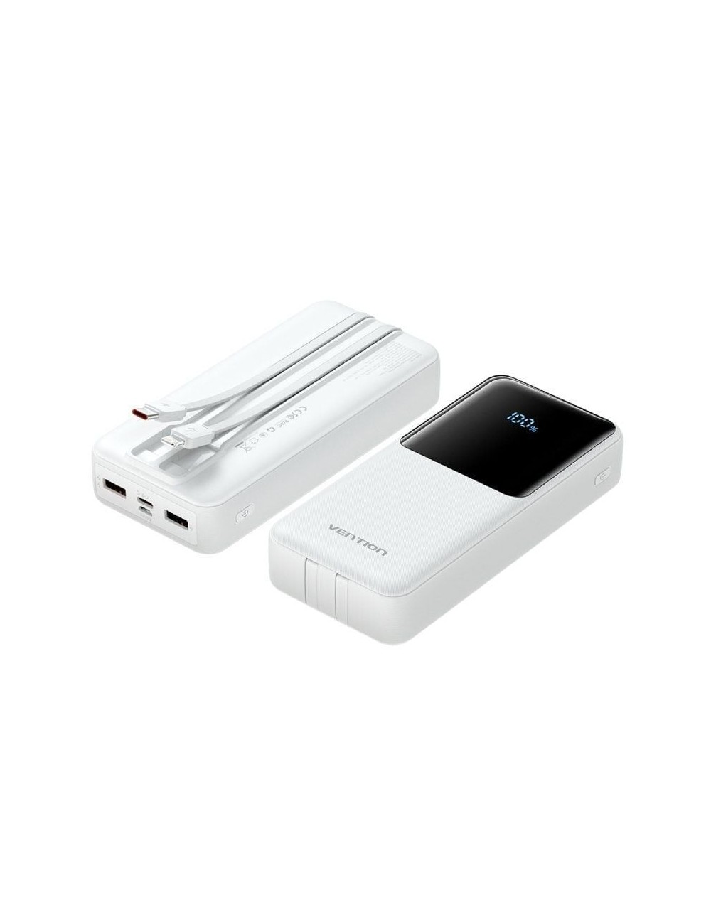 Powerbank 20000mAh Vention FHPW0/ 22.5W/ Blanca/ Incluye Cable USB Tipo-C y Lightning