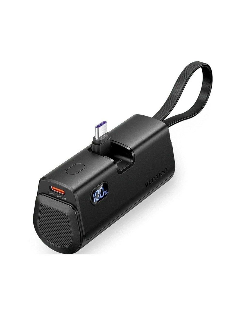 Powerbank 4800mAh Vention FHQB0/ 22.5W/ Negra/ Incluye Cable USB Tipo-C y Lightning