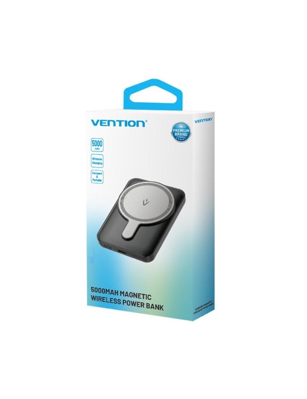 Powerbank 5000mAh Vention FHSB0/ 20W/ Wireless/ Negra