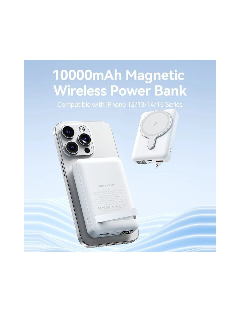 Powerbank 10000mAh Vention FHTB0/ 22.5W/ Wireless/ Negra