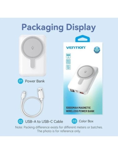 Powerbank 10000mAh Vention FHTW0/ 22.5W/ Wireless/ Blanca