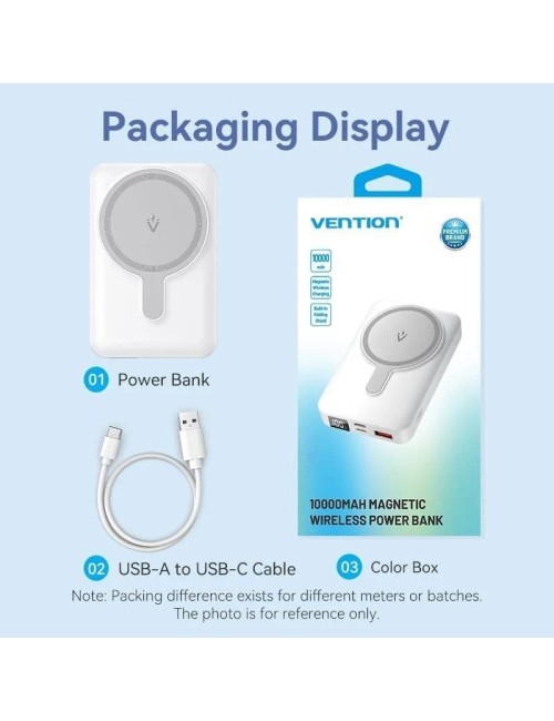 Powerbank 10000mAh Vention FHTW0/ 22.5W/ Wireless/ Blanca