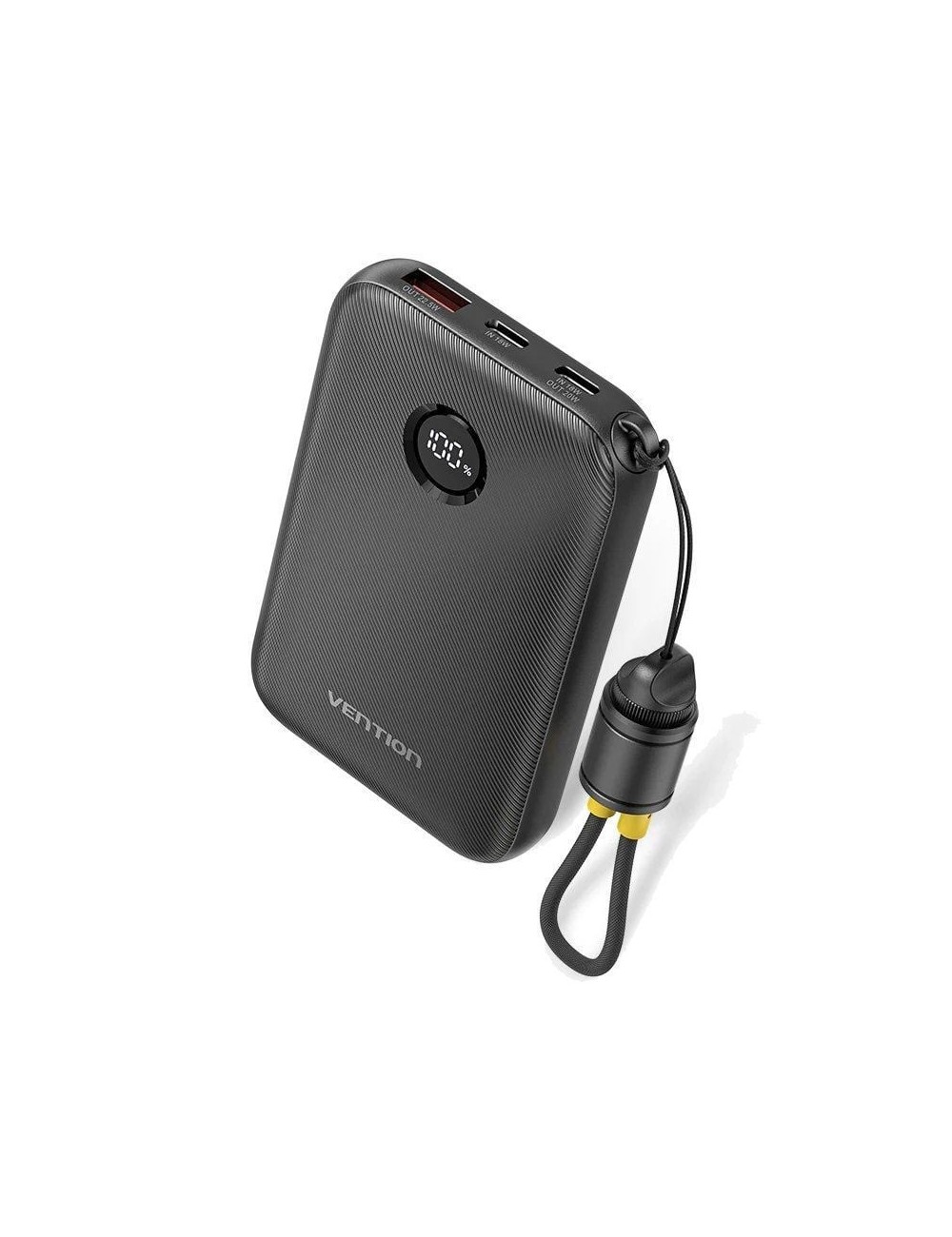 Powerbank 10000mAh Vention FKAB0-C/ 22.5W/ Negra/ Incluye Cable USB Tipo-C