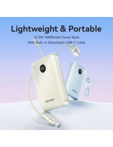 Powerbank 10000mAh Vention FKAP0-C/ 22.5W/ Rosa/ Incluye Cable USB Tipo-C