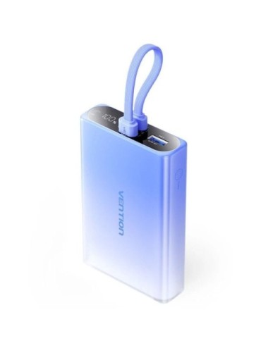 Powerbank 10000mAh Vention FHZL0/ 22.5W/ Azul/ Incluye Cable USB Tipo-C y Lightning