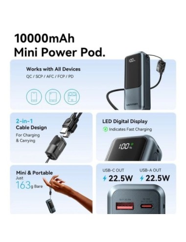 Powerbank 10000mAh Vention FKOH0/ 22.5W/ Gris