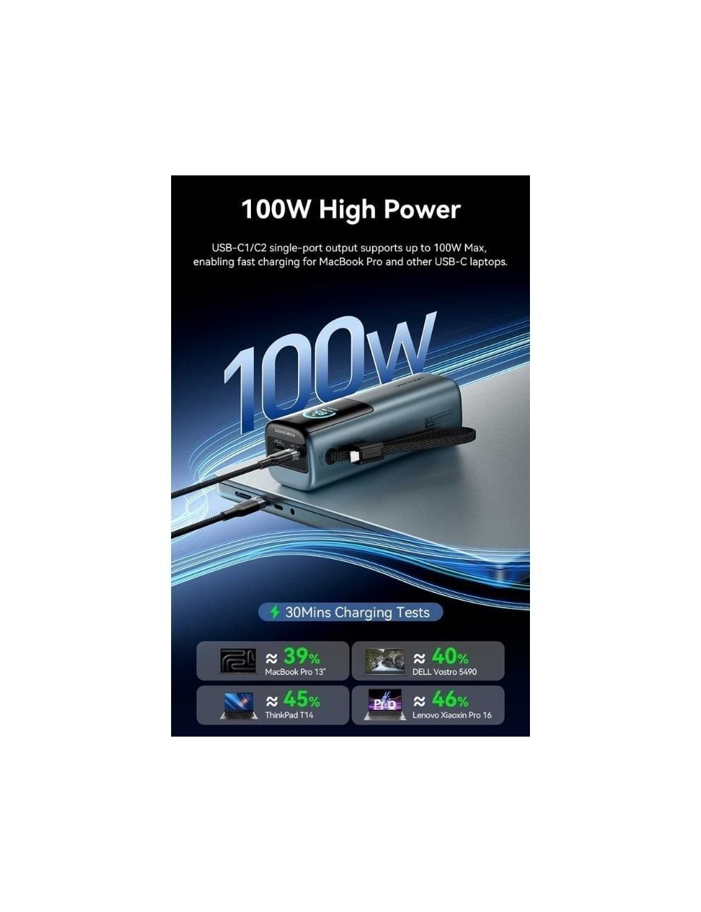 Powerbank 20000mAh Vention FKFH0/ 165W/ Gris/ Incluye Cable USB Tipo-C