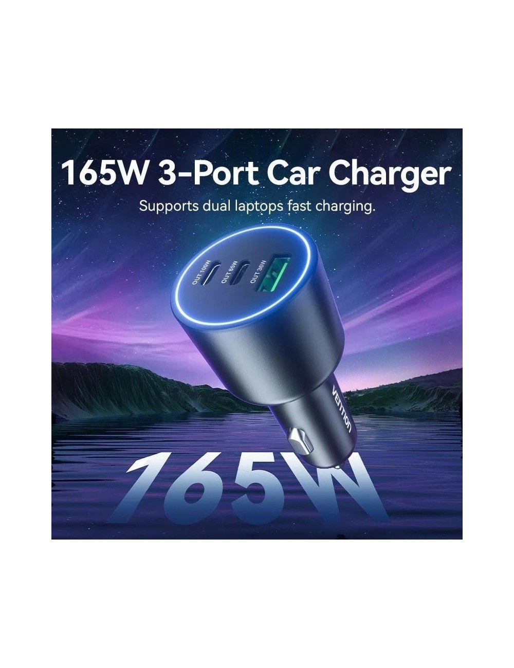 Cargador de Coche Vention FFPB0/ 2xUSB-Tipo C/ 1xUSB/ 165W