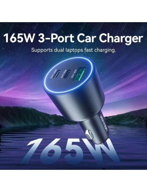 Cargador de Coche Vention FFPB0/ 2xUSB-Tipo C/ 1xUSB/ 165W