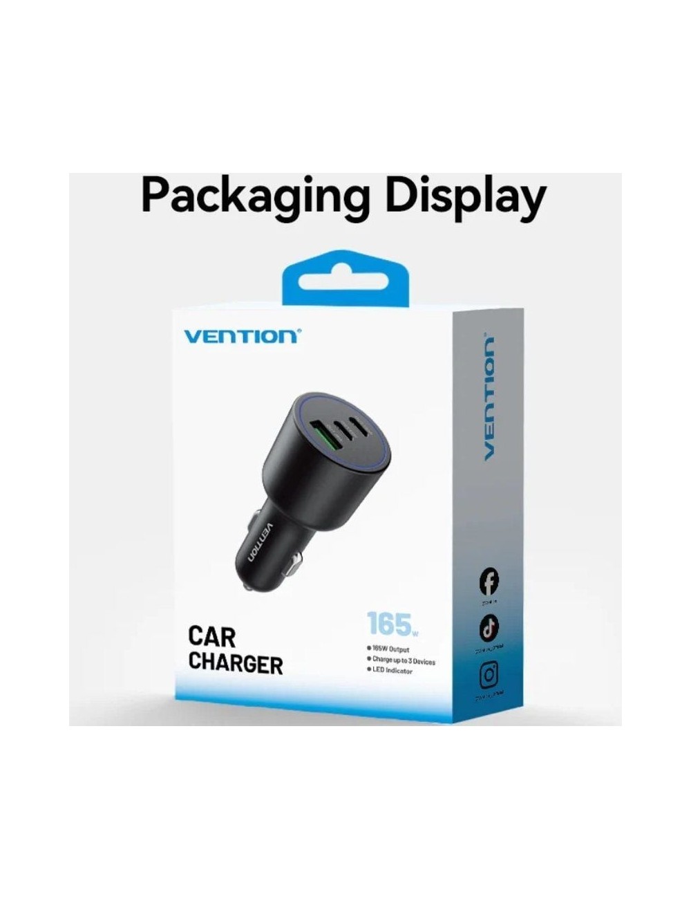 Cargador de Coche Vention FFPB0/ 2xUSB-Tipo C/ 1xUSB/ 165W