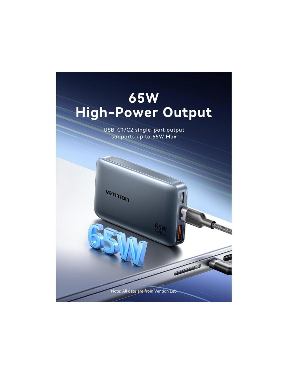Cargador de Pared Universal GaN para Viaje Vention FCBH0/ 2xUSB Tipo-C/ 1x USB/ 65W